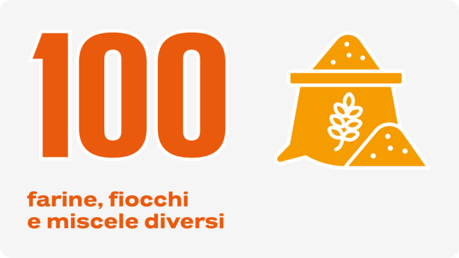 100 farini, fiocchi e miscele diversi